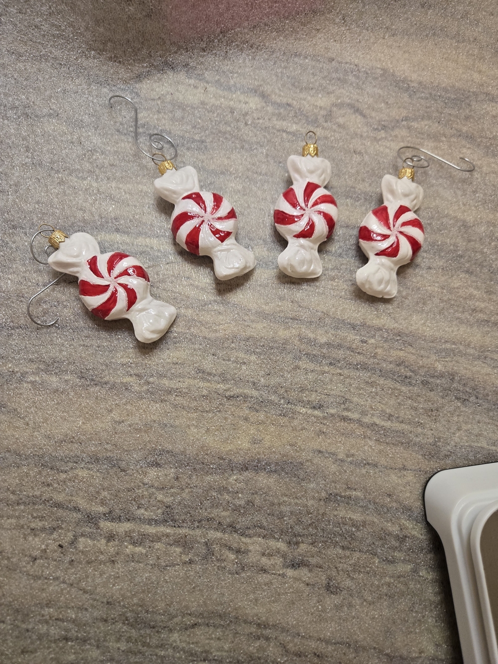 Holiday Red & White Peppermint Candy Ornaments - Set of 4